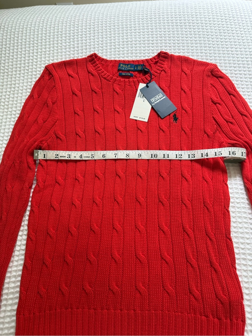 NWT Polo Ralph Lauren Cable Knit Pima Cotton Crewneck Sweater Large HOT DEAL🔥 - Picture 11 of 15